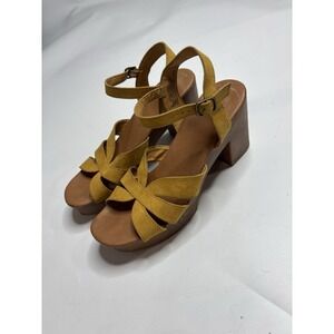 American Eagle Women 9 Open Toe Chunky Heel Brown Faux Y2K Boho coastal Funky